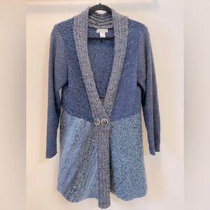 🍁COZY FALL SWEATER🍁ORVIS Wool blend blue cardigan. Button snap closure. SZ Med